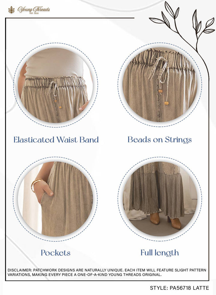 Mineral Wash Tiered Wide-Leg Palazzo Boho Pants
