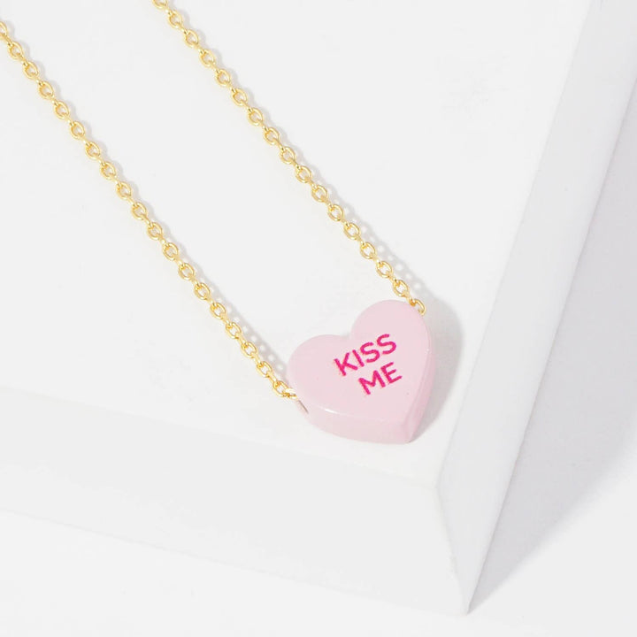 Gold Dipped Heart Candy Necklace boho coastal charm handcrafted artisan jewelry gift
