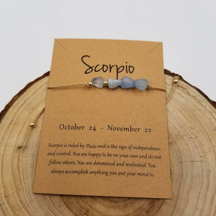 Natural stone handwoven Taurus constellation bracelet with card from Anchored Soul boutique