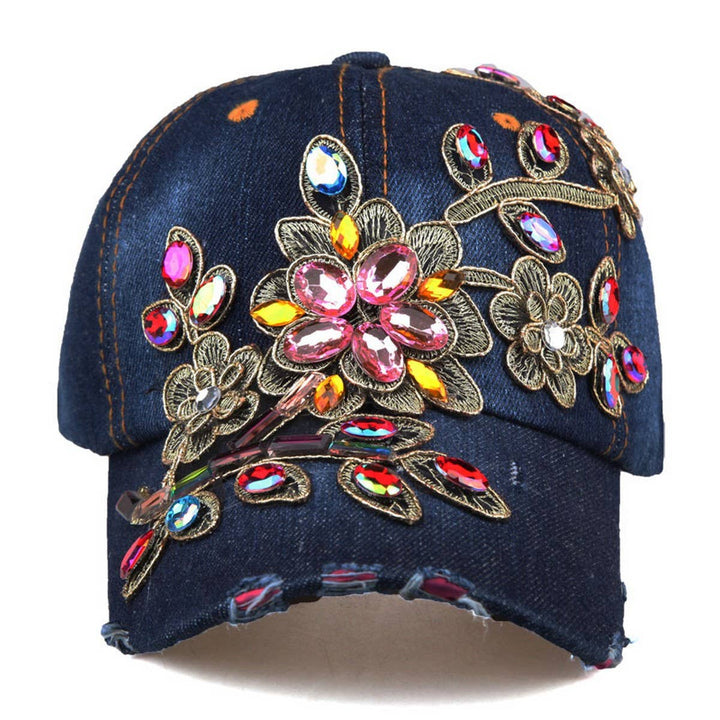 Denim Rhinestone Baseball Cap