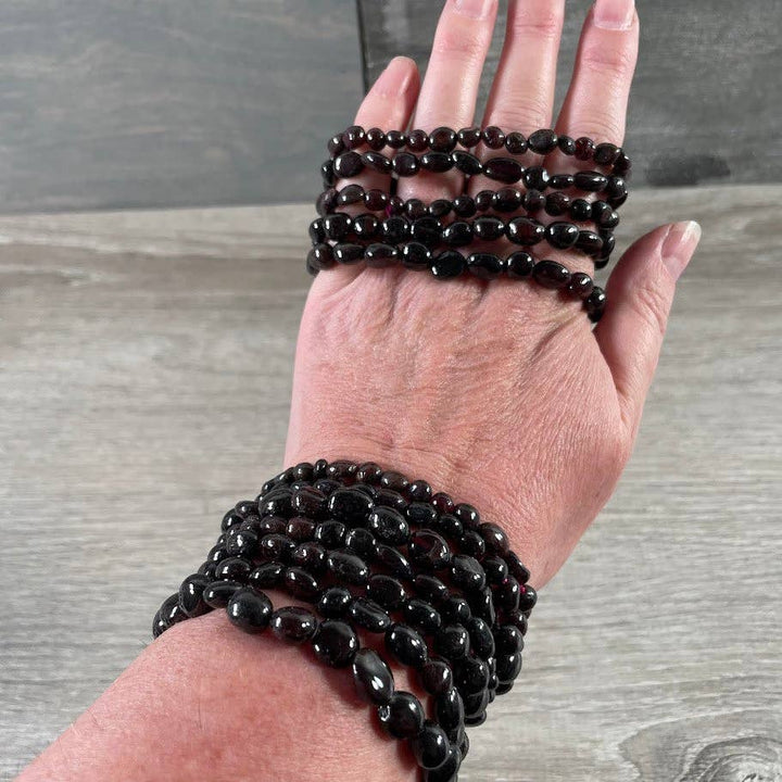 Healing crystal bracelet with natural nugget gemstones for boho spiritual layering