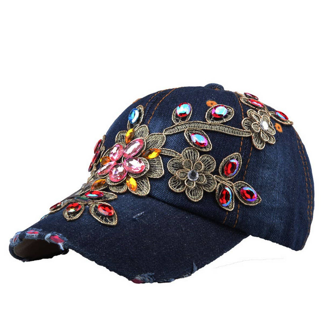 Denim Rhinestone Baseball Cap