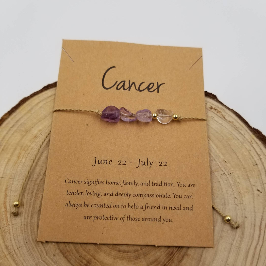 Natural stone handwoven Taurus constellation bracelet with card from Anchored Soul boutique