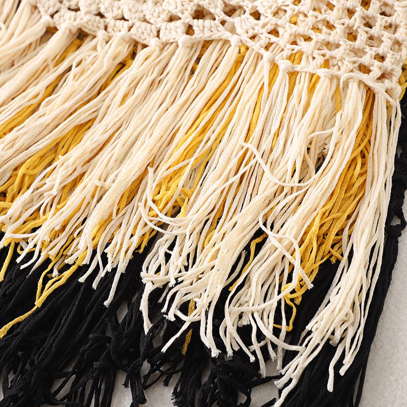 Boho Crochet Knit Fringe Tank Top Cover Up