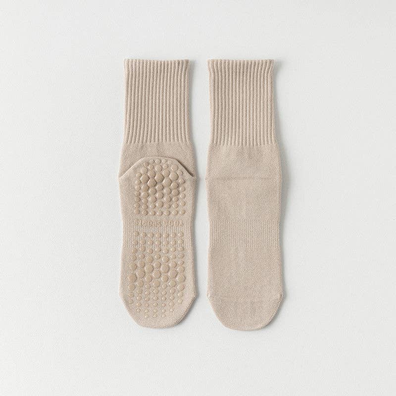 Pink Solid Color Yoga Grip Socks for mindful movement and coastal studio wear