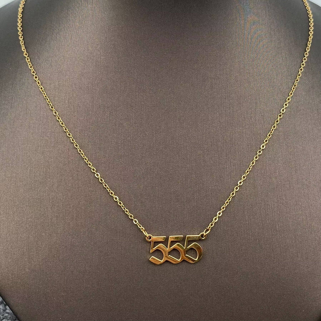 Lucky Angel Numbers 18K gold plated pendant necklace for coastal spiritual layering
