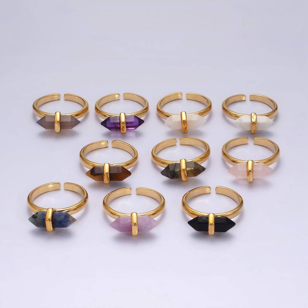 Gemstone Wand Ring 14K Gold Filled with healing crystal boho spiritual style