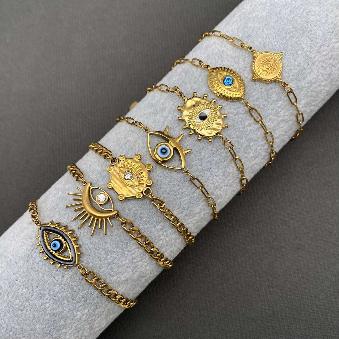 Evil Eye 18K Gold Plated SS Bracelet