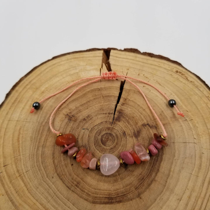 Thinking of You Natural Stone Heart Bracelet with throat chakra healing energy