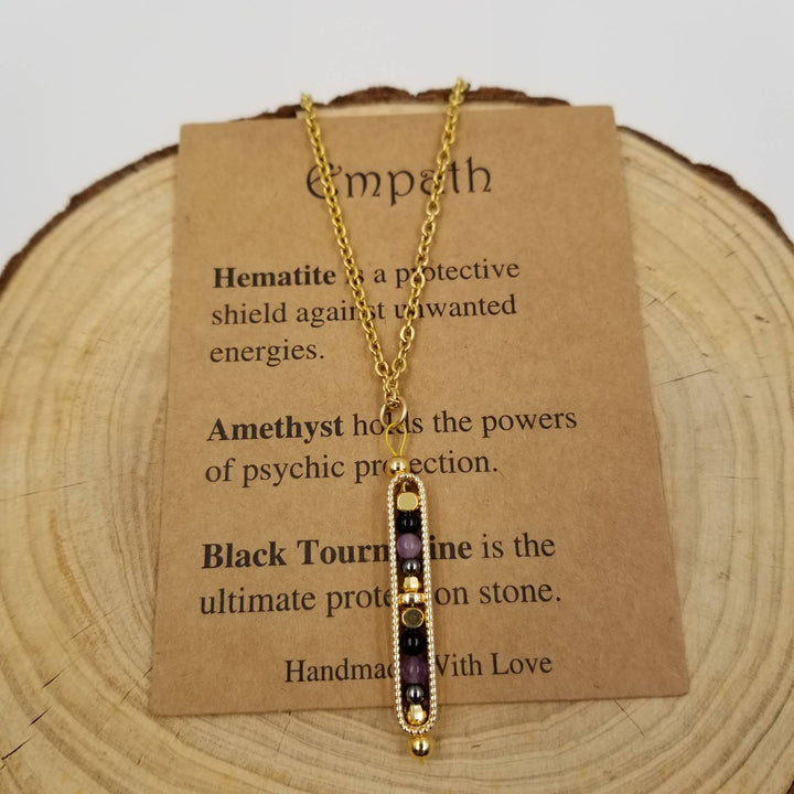 Natural stone wishing bead anxiety necklace gift set with inspirational card