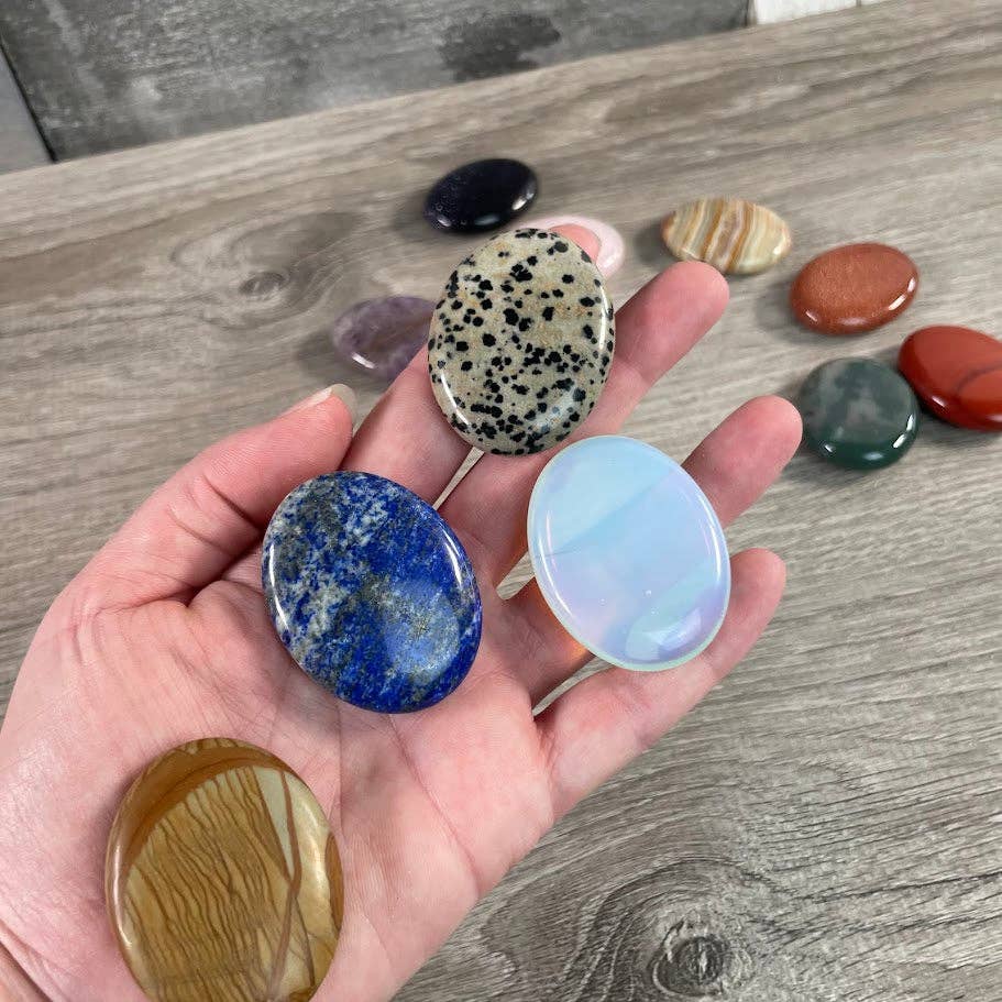 Smooth gemstone palm stones 45mm for grounding meditation and coastal healing rituals