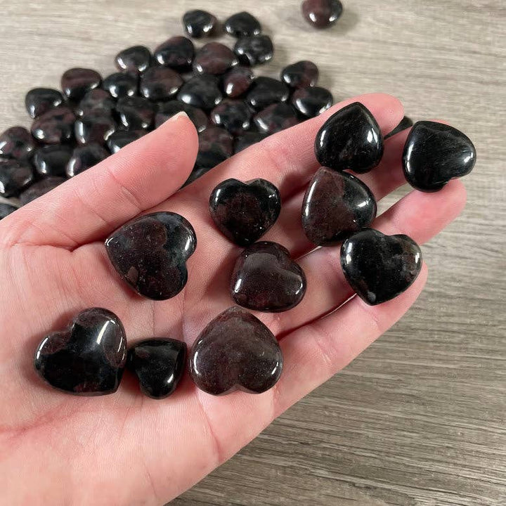 Garnet in Astrophyllite Heart – Small Crystal Hearts