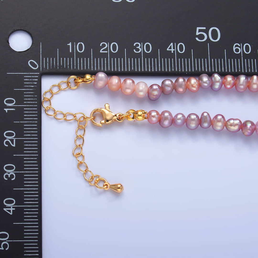 Mini Seed Purple Pink Freshwater Pearl Necklace layering coastal boho gold fill handcrafted