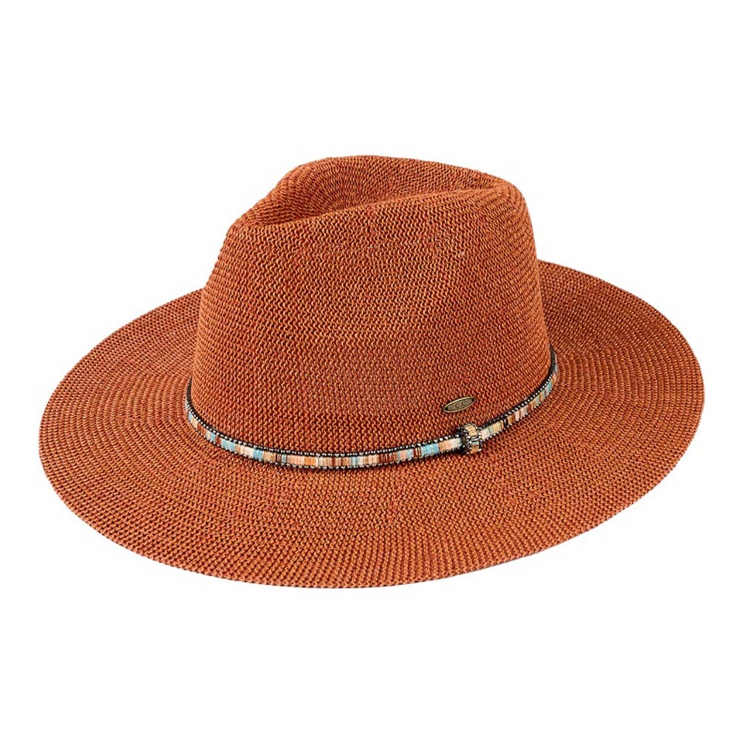 Sage Multi-Colored Thread with Beaded Panama Hat for boho coastal summer style