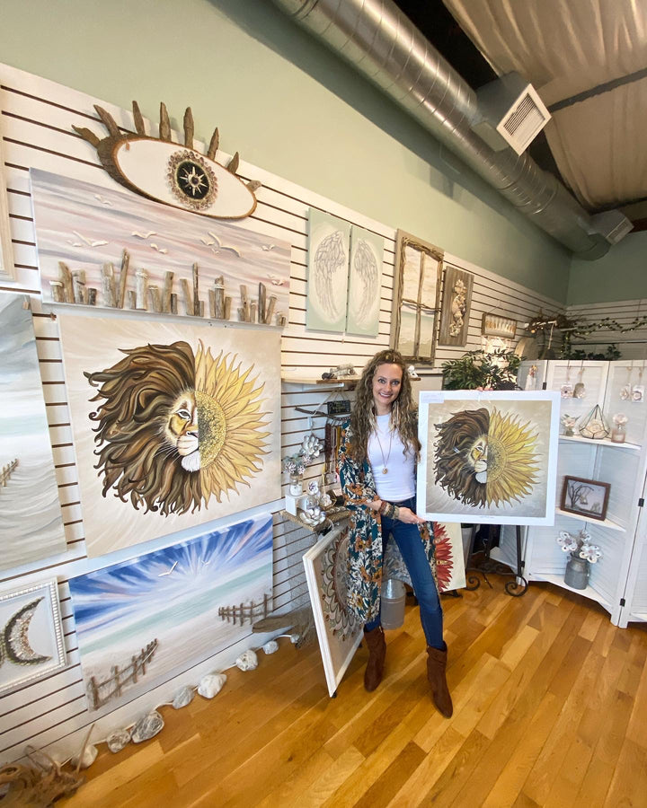 LIMITED EDITION Lion/Sunflower PRINT image 1