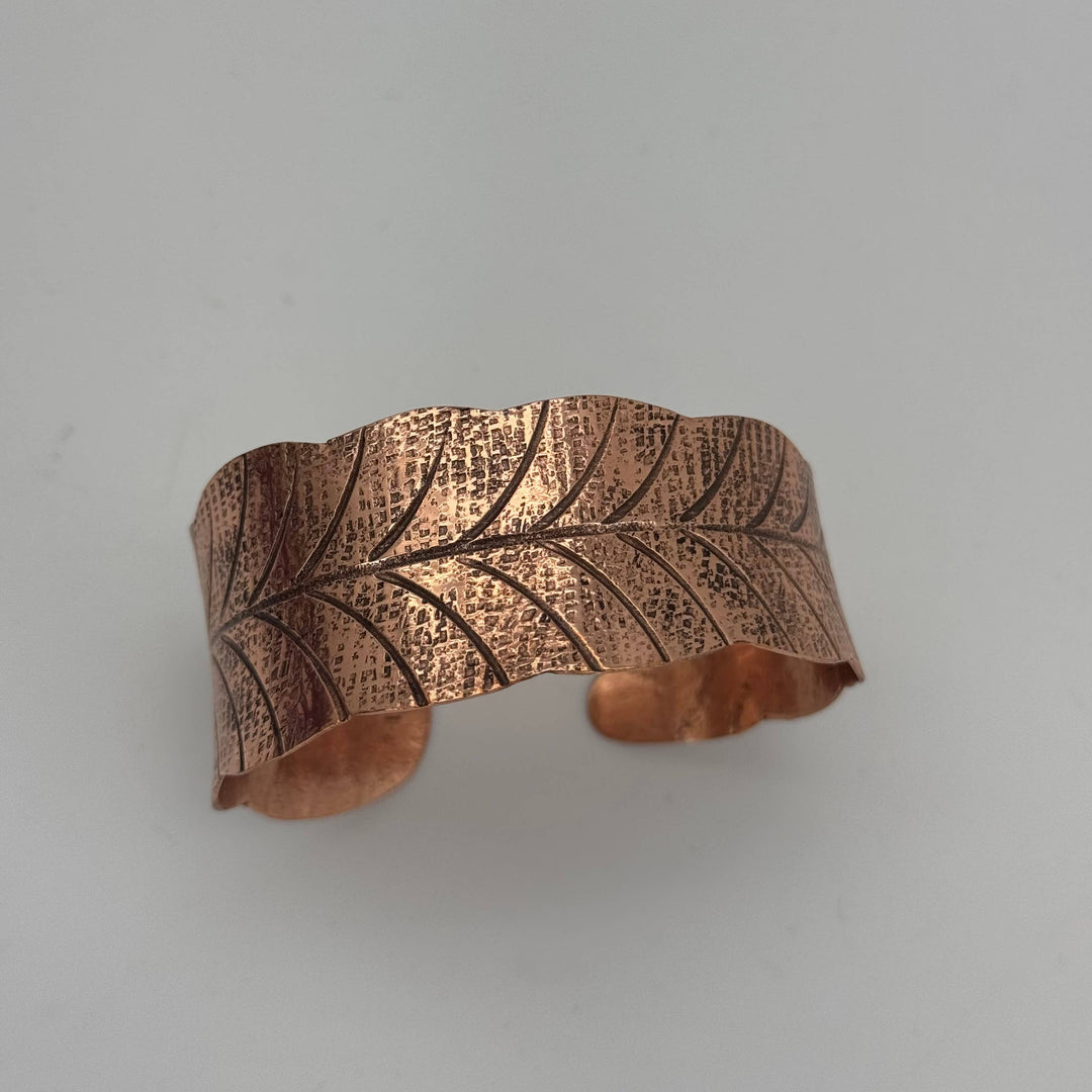 Handcrafted  Leaf Vine Pattern Copper Cuff