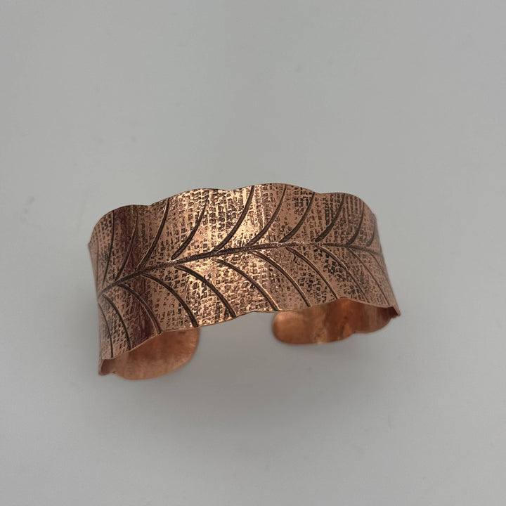 Handcrafted  Leaf Vine Pattern Copper Cuff