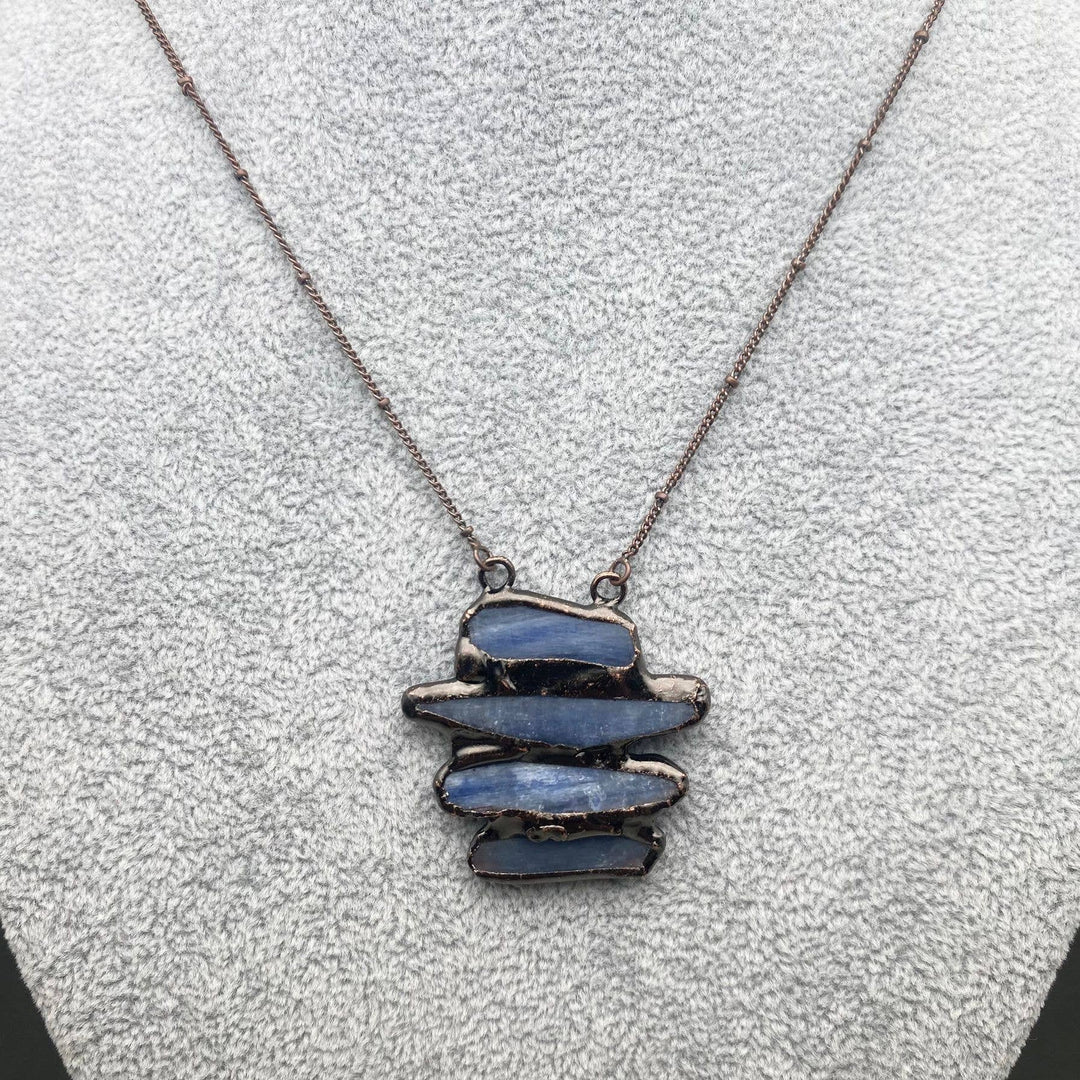 Vintage 4 Kyanite Stone Pendant Necklace