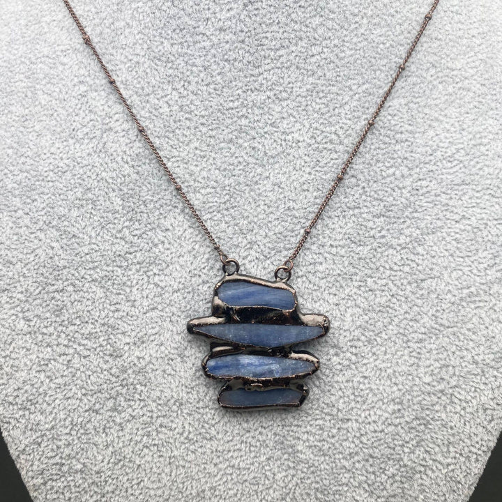 Vintage 4 Kyanite Stone Pendant Necklace