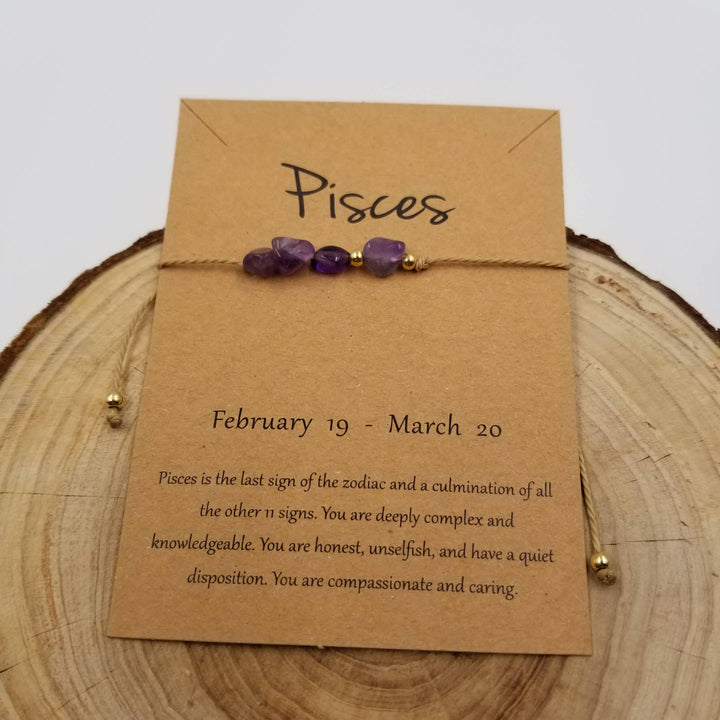 Natural stone handwoven Taurus constellation bracelet with gift card, artisan boho jewelry
