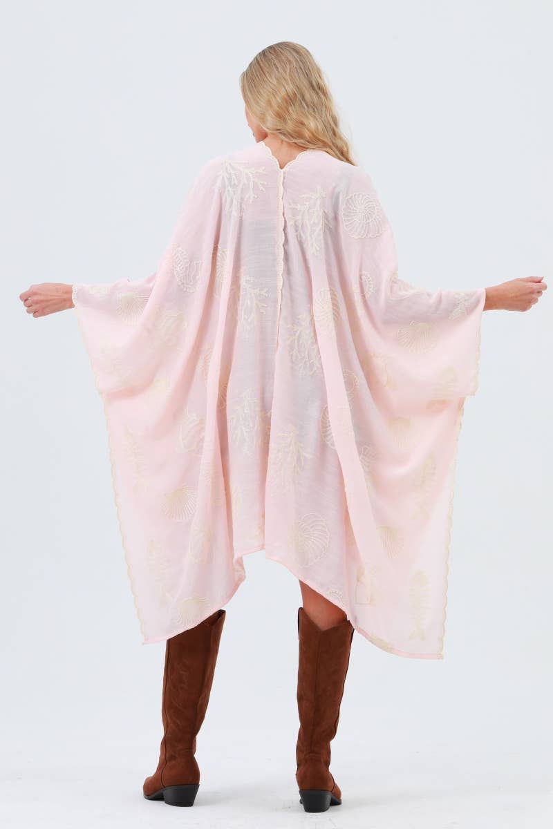 Ocean Embroidered Kimono Cover-Up