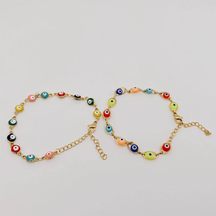 18K gold plated evil eye bracelet with coastal boho spiritual protection energy