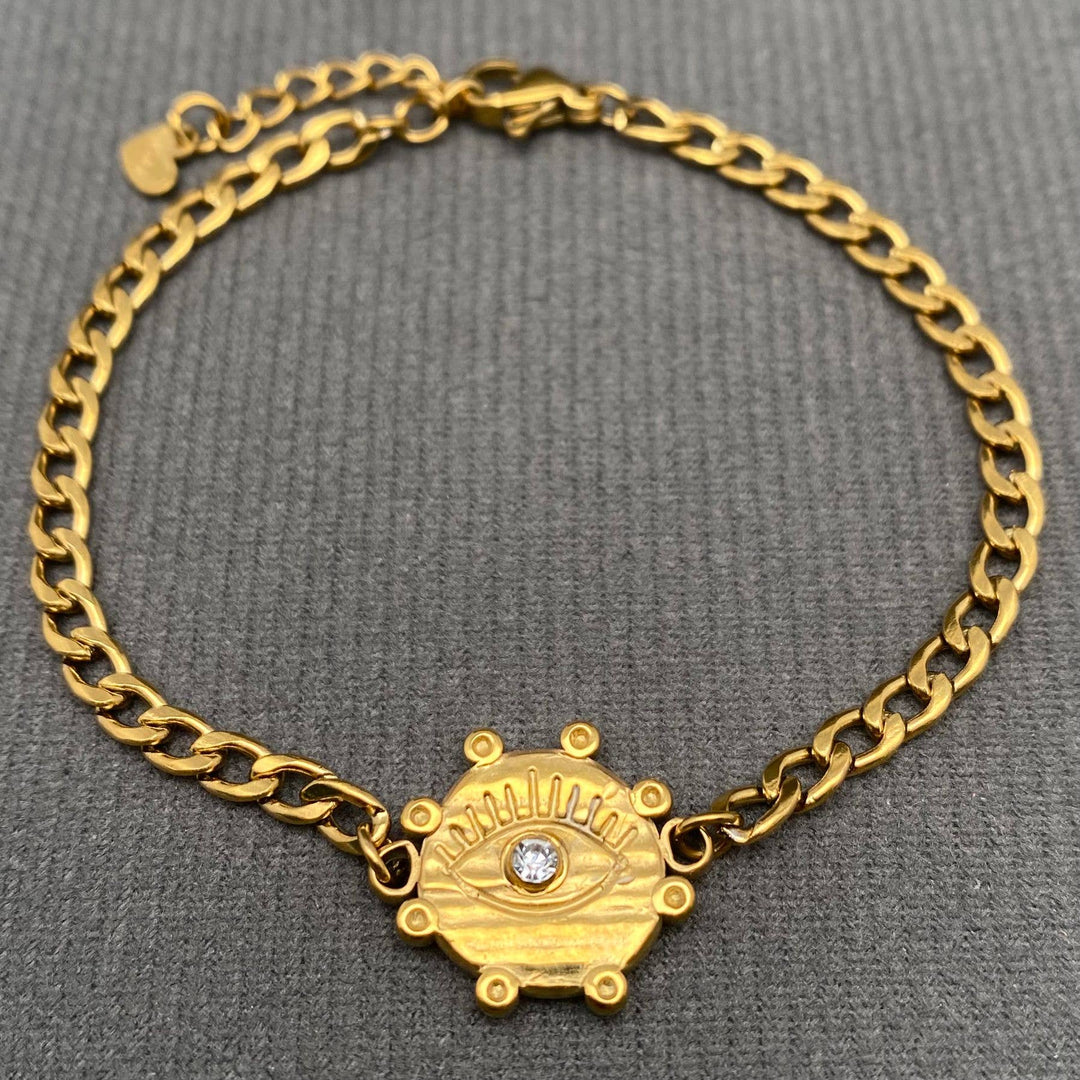 Evil Eye 18K Gold Plated SS Bracelet