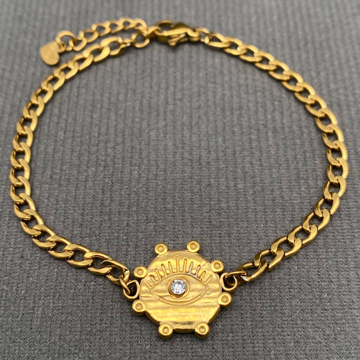 Evil Eye 18K Gold Plated SS Bracelet