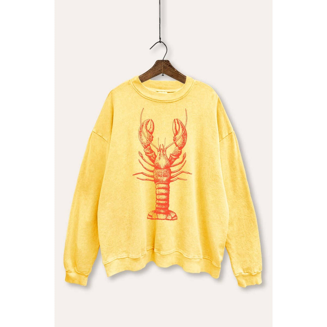 Fresh Lobster Coastal Graphic Mineral Wash Sweatshirt