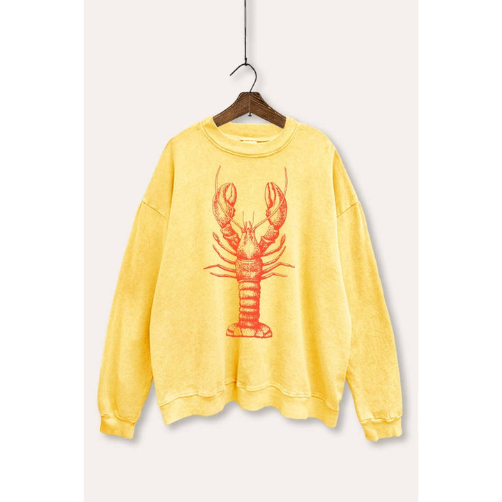 Fresh Lobster Coastal Graphic Mineral Wash Sweatshirt
