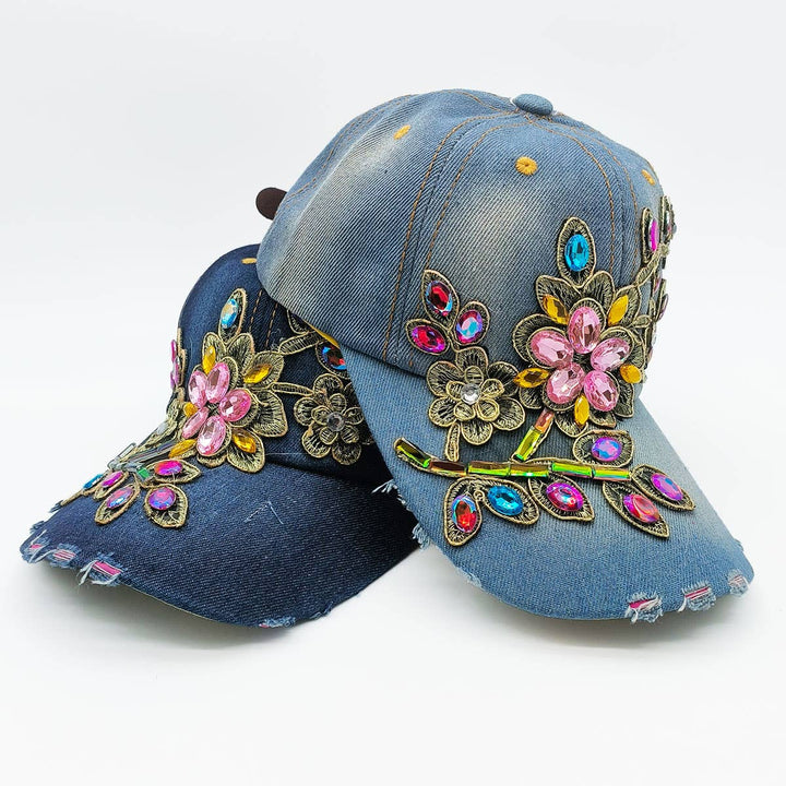 Denim Rhinestone Baseball Cap