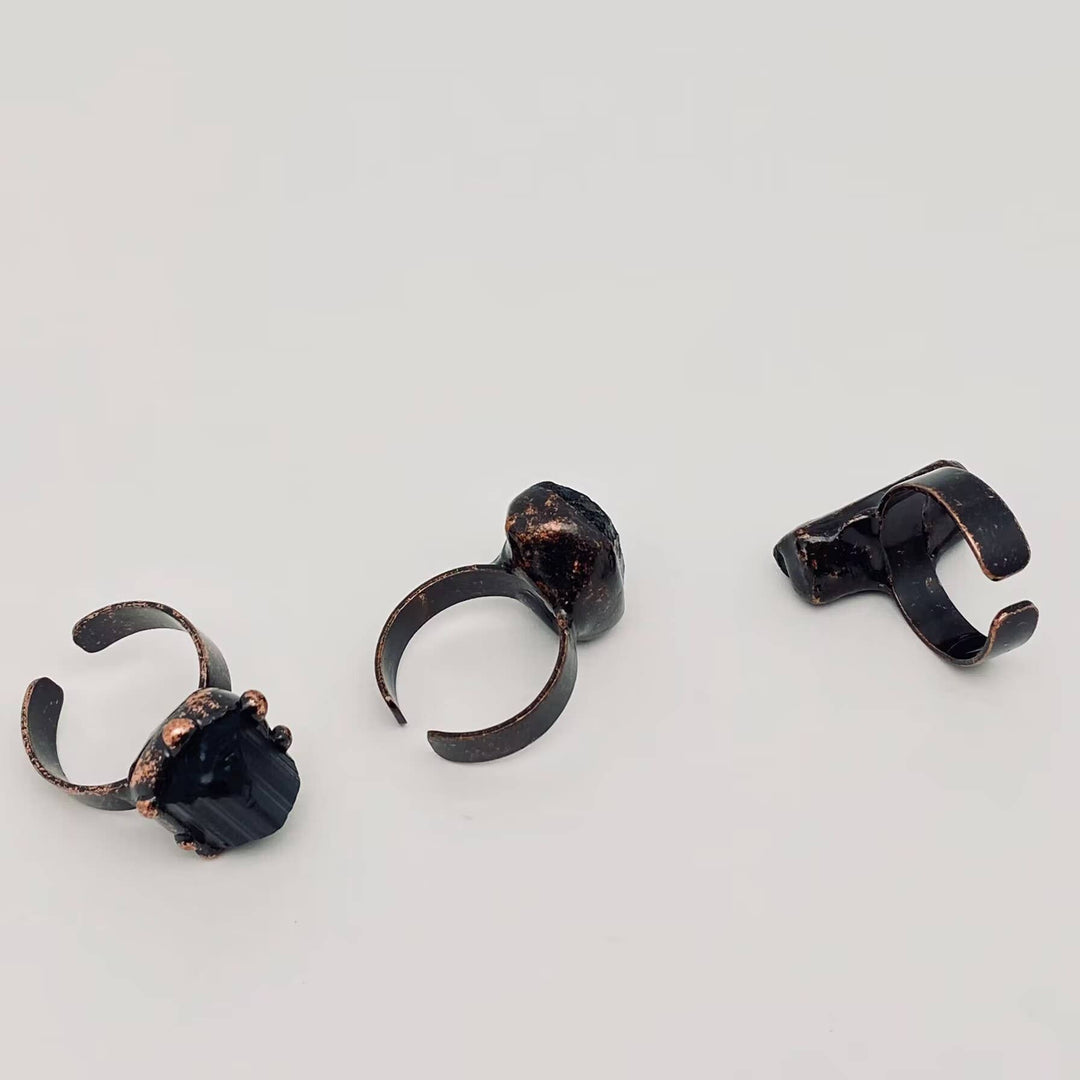 Black Tourmaline Adjustable Ring
