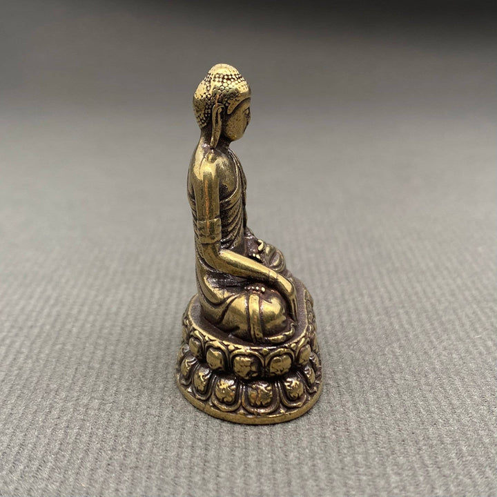 Brass Buddha Dhyana Mudra statue for meditation decor and coastal boho altar spaces