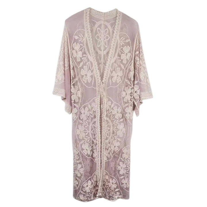 Floral Lace Kimono with Front Tie for breezy coastal boho beach days