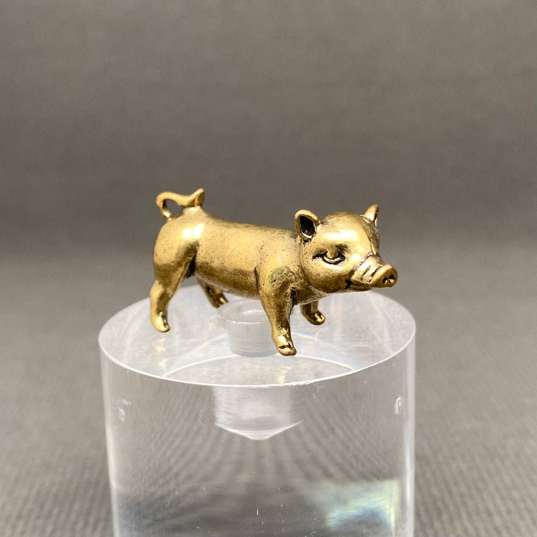 Brass Piglet Decoration Desktop Ornament symbolizing abundance prosperity and handcrafted boho charm