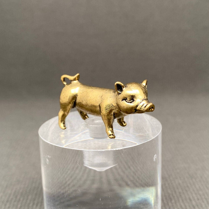 Brass Piglet Decoration Desktop Ornament symbolizing abundance prosperity and handcrafted boho charm