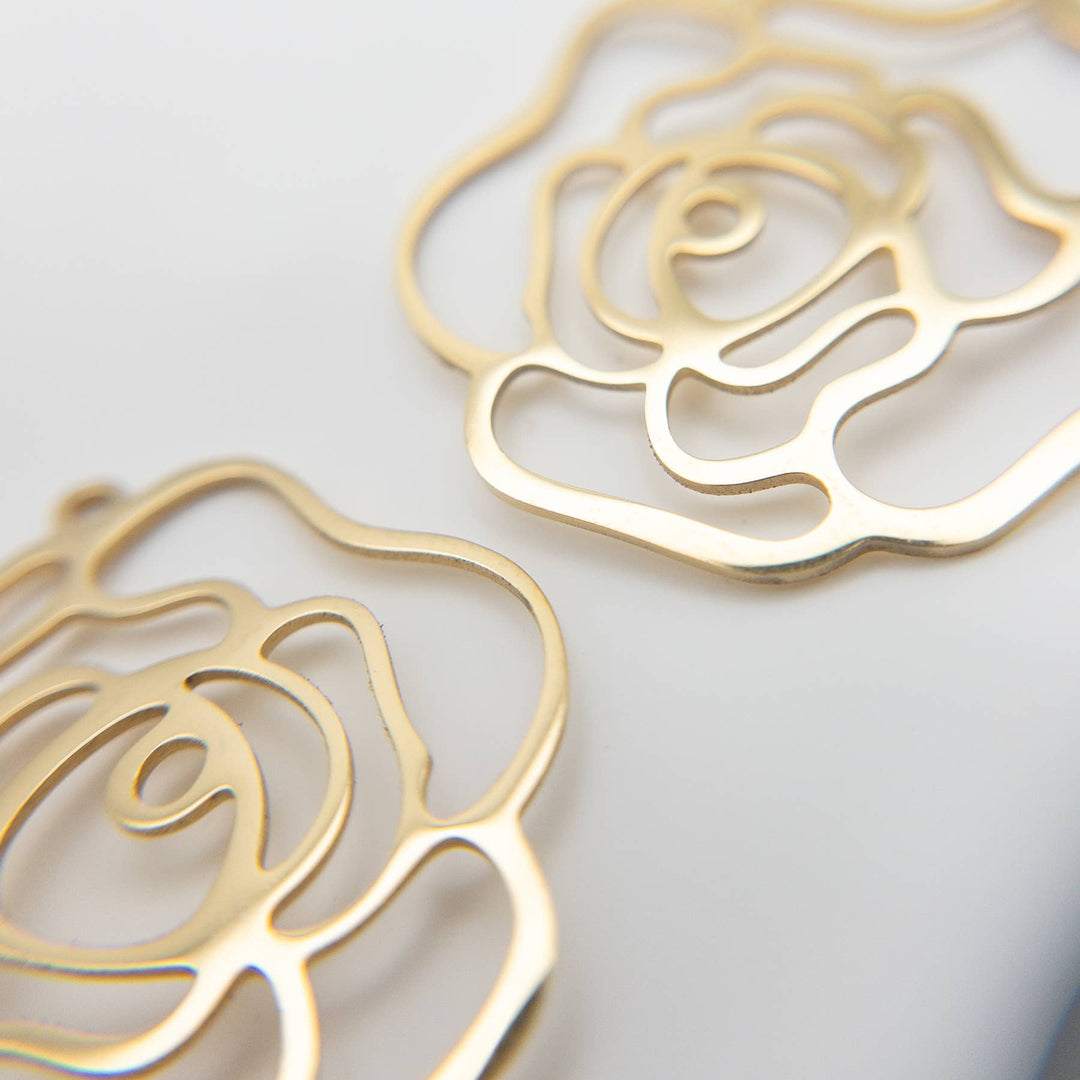 Rose Flower Hoop Earrings June birth flower birthday gift for coastal souls