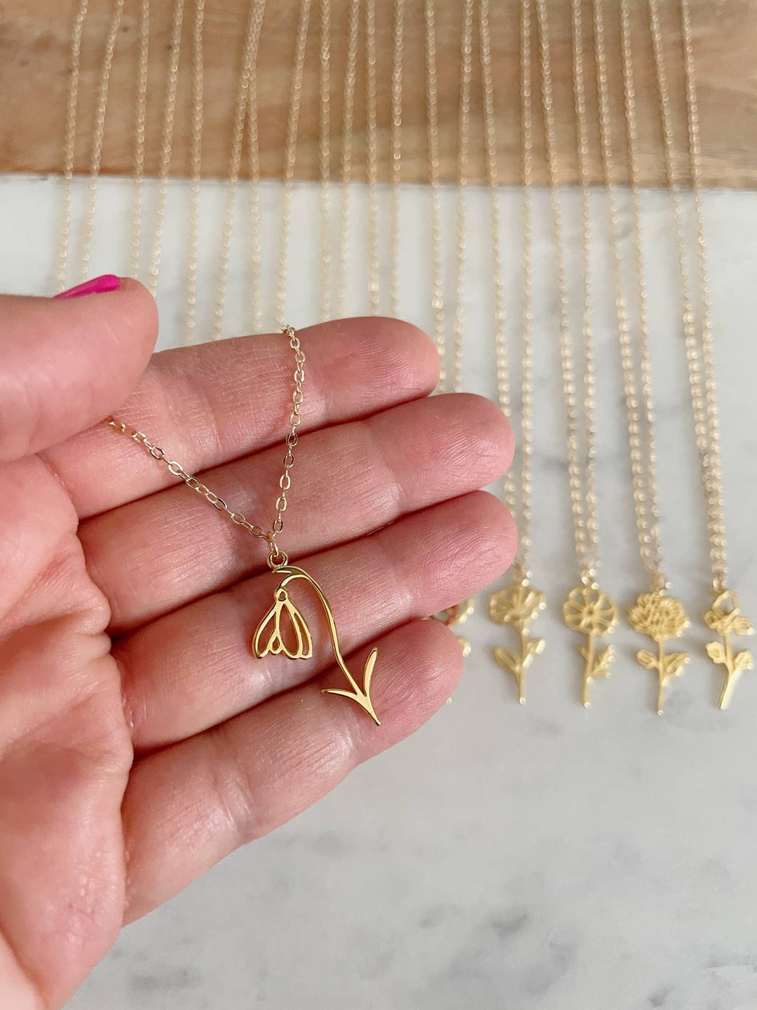 June-rose Gold Birth Flower Necklace delicate spring jewelry for June birthdays