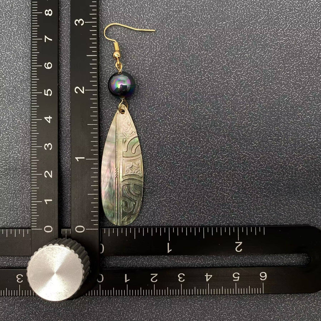 Carved Abalone Shell Dangle Earrings
