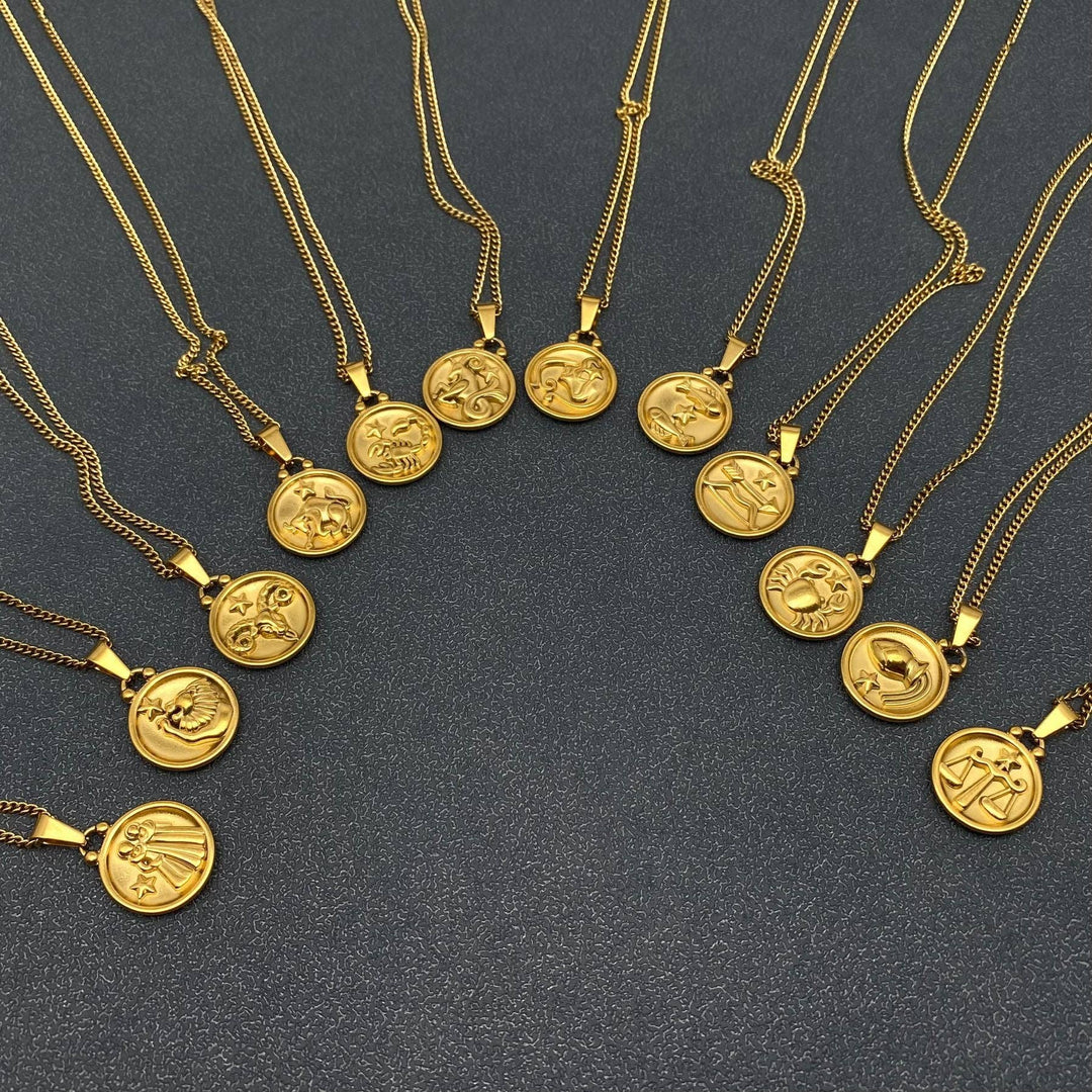 Coin Zodiac 18K Gold Plated SS Necklace
