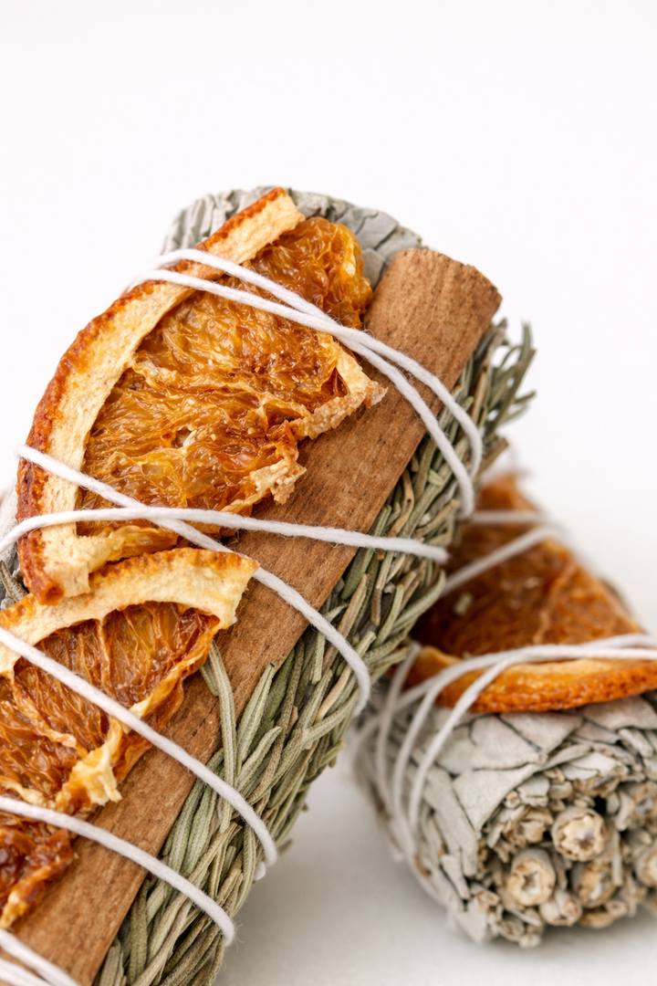 White Sage w/ Orange, Cinnamon &amp; Rosemary Smudge Sticks