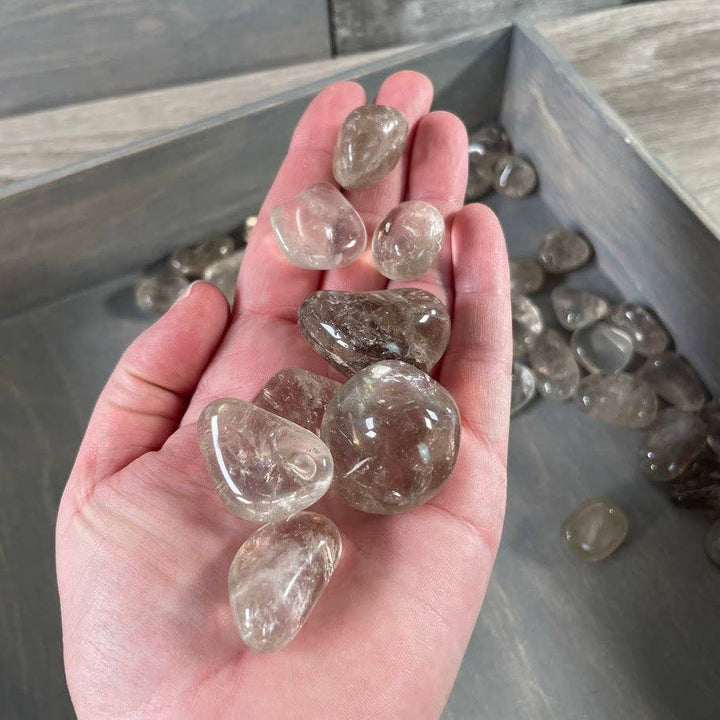 Smoky Quartz Tumbled Stones bulk wholesale for grounding healing and crystal grids