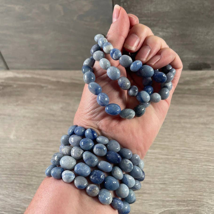 Healing crystal bracelets featuring natural nugget gemstones for boho spiritual layering