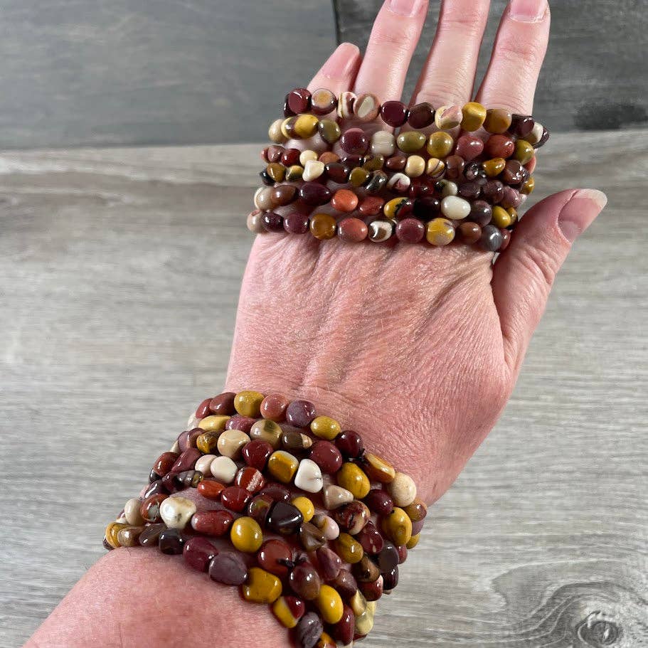 Healing crystal bracelets with natural nugget gemstones for boho spiritual layering