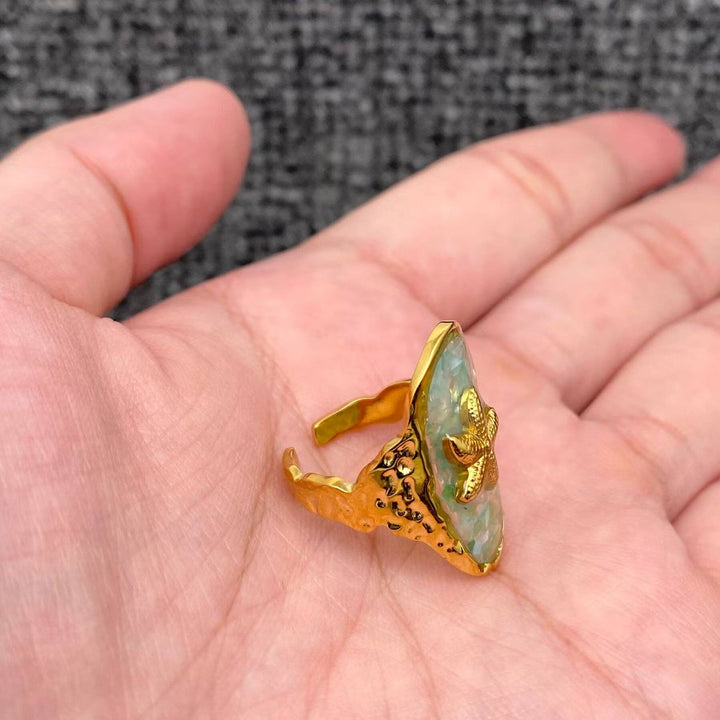 Shattered Shell 18K Gold Plated S.Steel Starfish Ring