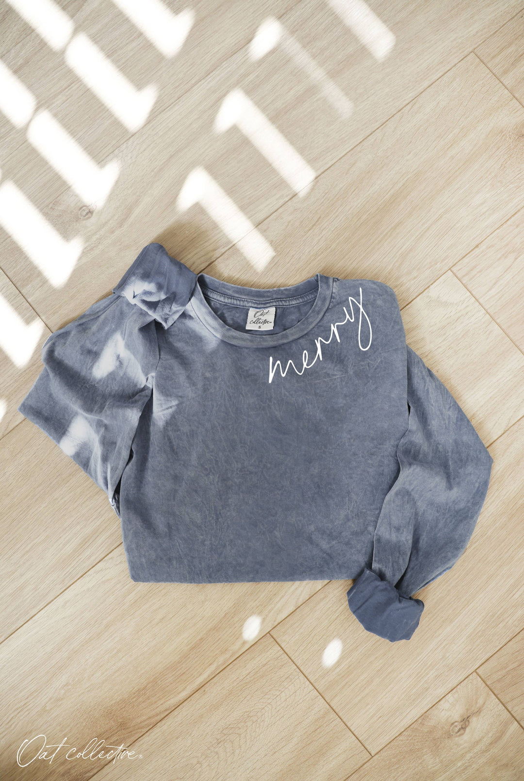 MERRY Mineral Washed Long Sleeve Graphic tee in relaxed coastal boho style