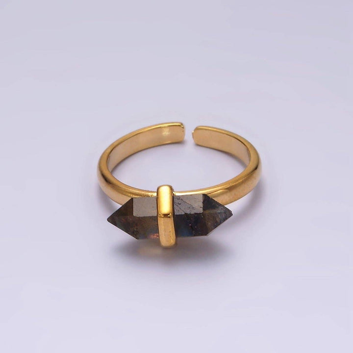Gemstone Wand Ring 14K Gold Filled with healing crystal boho coastal style