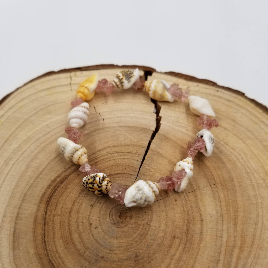 Natural Stone Shell Ocean Bracelet: Amethyst