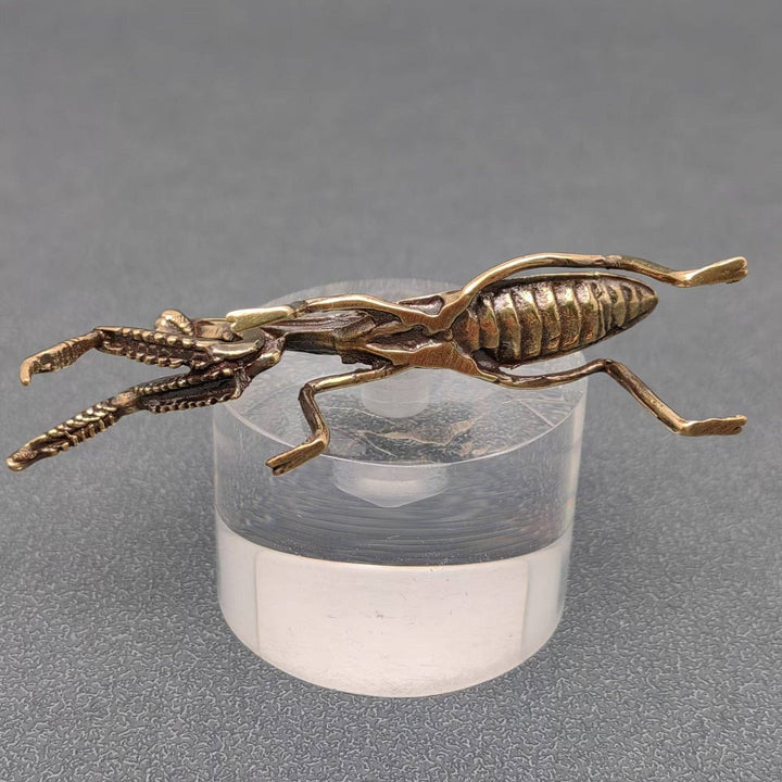 Brass Mantis Desktop Ornament handcrafted good luck decor for boho coastal homes