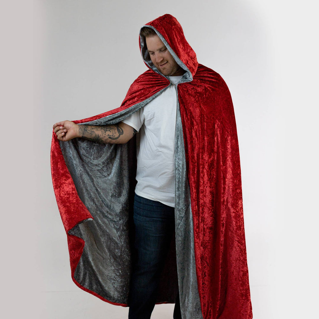 Reversible Hooded Cloak - 56" Long | Double-Sided Cape